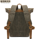 Backpack Retro Men's Travel Backpack Travel Student Bag Outdoor Oil Wax Water-repellent Canvas with Crazy Horse Leather