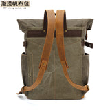 Outdoor Backpack Crazy Horse Leather Casual Travel Bag Men's Backpack Oil Wax Portable Canvas Computer Bag