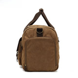 Travel Bag Men's Roof Luggage Bag Large Capacity Yoga Fitness Bag Long and Short Distance Travel Moving Canvas with Crazy Horse Leather