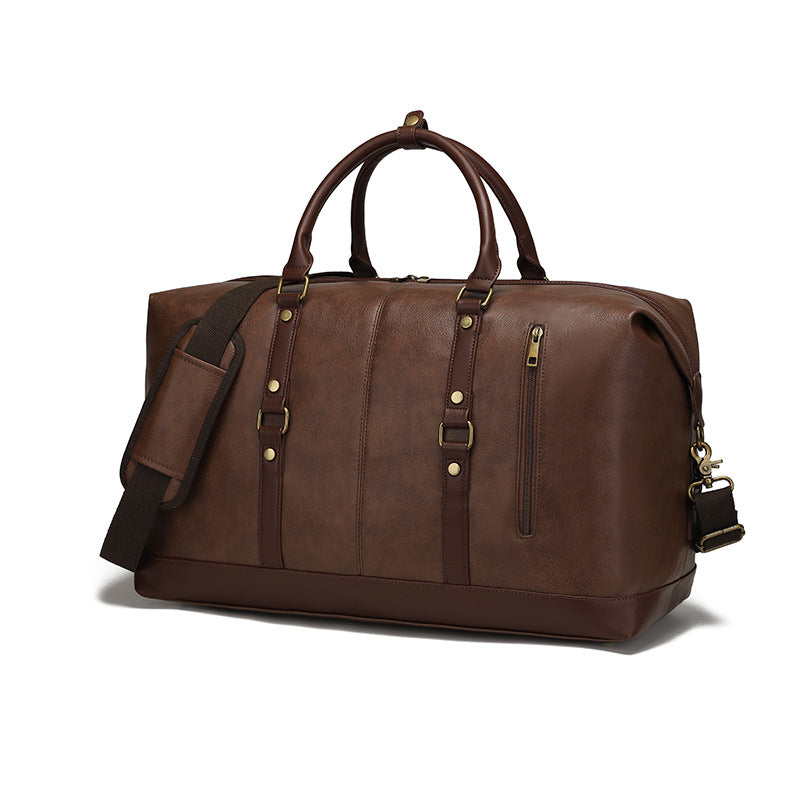Manufacturer's Supply New Wear-Resistant Pu Travel Bag Business Style Pure Color Outdoor Shoulder Luggage Bag Storage Bag Cross-Border Explosion