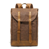 Backpack Retro Backpack Travel Bag Outdoor Student Schoolbag Sports Wax Water-repellent Canvas Travel Bag Genuine Leather
