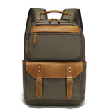 Backpack for Men, Travel Laptop Backpack, Student Retro Travel Book Bag, Oil-Waxed Canvas with Top-Grain Leather