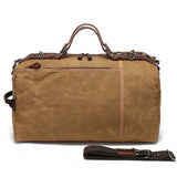 Classic Waxed Canvas Travel Bag European and American Solid Color Outdoor Shoulder Bag Storage Bag Wear-resistant Crazy Horse Leather