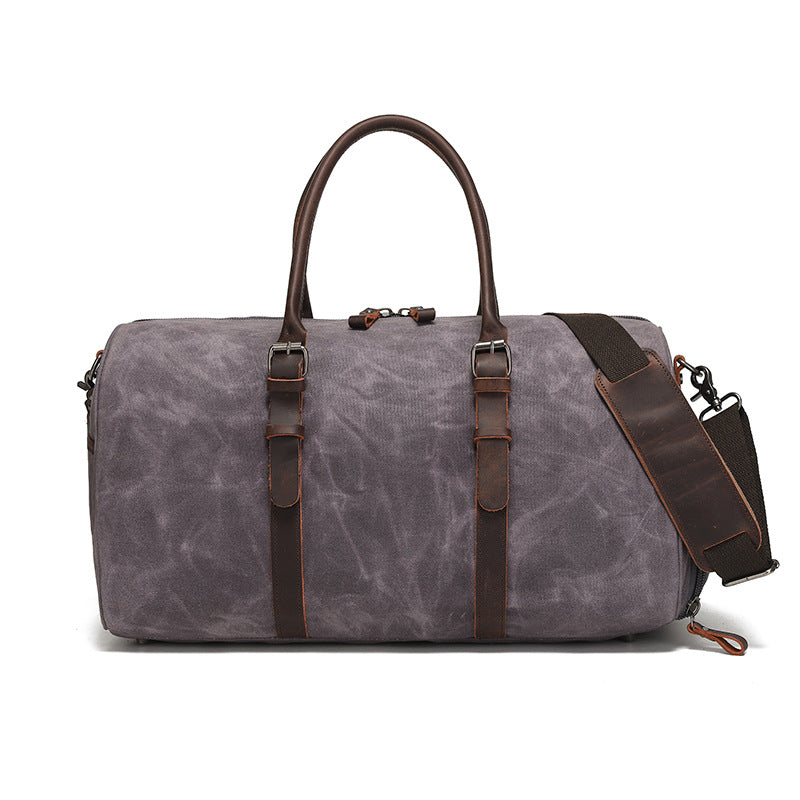 New wear-resistant oil wax canvas travel bag retro European and American solid color outdoor shoulder luggage bag storage bag wholesale