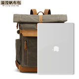 Outdoor Backpack Crazy Horse Leather Casual Travel Bag Men's Backpack Oil Wax Portable Canvas Computer Bag