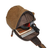 Amazon's Popular Oil Wax Canvas Chest Bag, New Men's Bag, Travel Cross-body First-layer Cowhide Bag, Factory Direct Sale