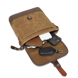 Manufacturer's Retro Canvas Shoulder Bag, Fashionable Crossbody Bag, Wear-Resistant Small Chest Bag, Men's Genuine Leather Briefcase