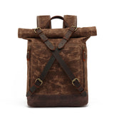 Casual Travel Bag Waterproof Canvas Bag with First Layer Cowhide Men's and Women's Double Shoulder Travel Computer Backpack Wholesale