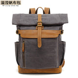 Outdoor Backpack Crazy Horse Leather Casual Travel Bag Men's Backpack Oil Wax Portable Canvas Computer Bag