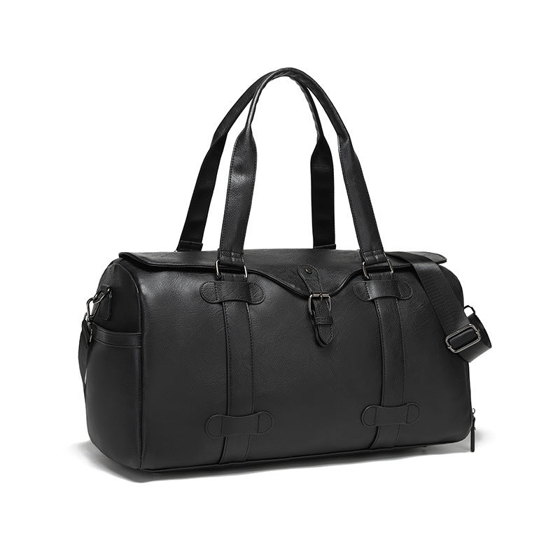 Factory supply New wear-resistant PU travel bag business style solid color outdoor shoulder luggage bag storage bag wholesale