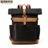 Outdoor Backpack Crazy Horse Leather Casual Travel Bag Men's Backpack Oil Wax Portable Canvas Computer Bag