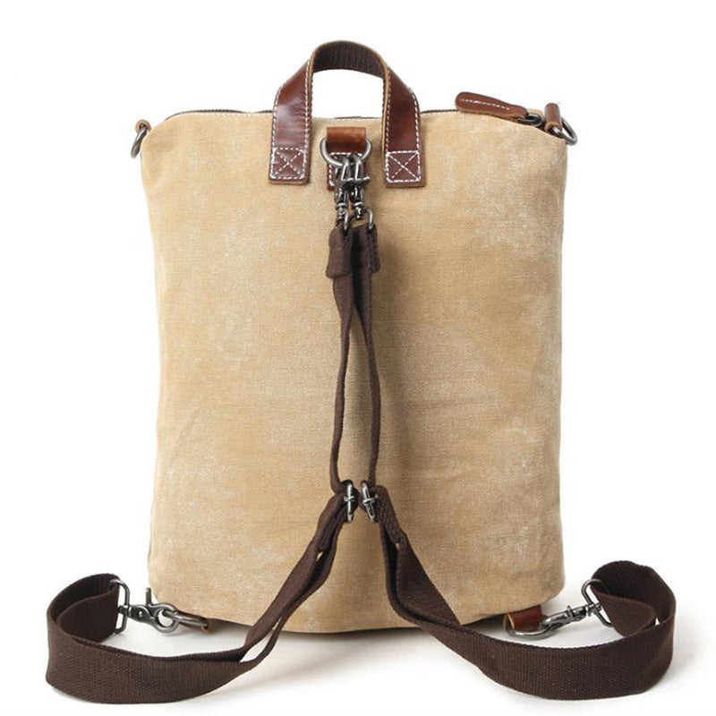 Waterproof Canvas with First-layer Leather Women's Backpack, Ethnic Style Pattern Cross-border Travel Backpack, Factory Supply