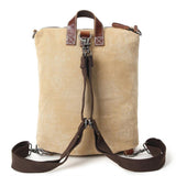 Waterproof Canvas with First-layer Leather Women's Backpack, Ethnic Style Pattern Cross-border Travel Backpack, Factory Supply
