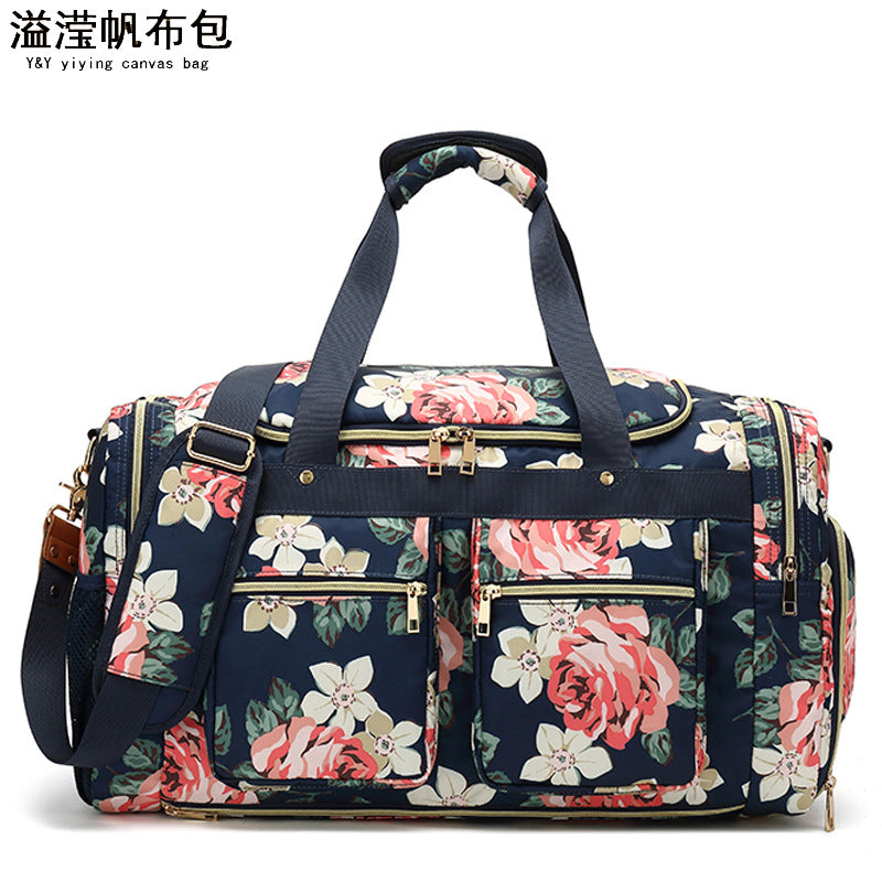 Waterproof Nylon Travel Bag Printed Single Shoulder Duffel Bag Large Capacity Canvas Storage Portable Travel Bag