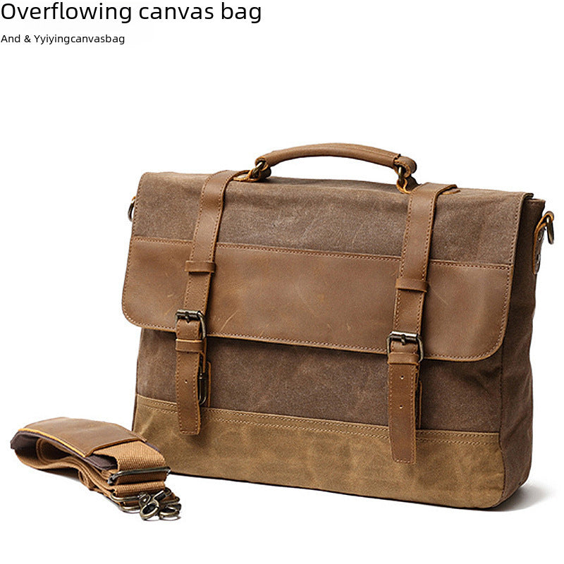 Manufacturer Men's Canvas Shoulder Crossbody Bag Briefcase Laptop Bag Ready for Sale Amazon E-Commerce Supply