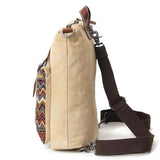 Waterproof Canvas with First-layer Leather Women's Backpack, Ethnic Style Pattern Cross-border Travel Backpack, Factory Supply