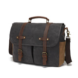 Canvas Cross-Body Bag with First-Layer Cowhide Men's Photography Bag Waxed Retro Shoulder Cross-Body Factory Direct Order