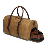 New wear-resistant oil wax canvas travel bag retro European and American solid color outdoor shoulder luggage bag storage bag wholesale