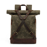 Casual Travel Bag Waterproof Canvas Bag with First Layer Cowhide Men's and Women's Double Shoulder Travel Computer Backpack Wholesale