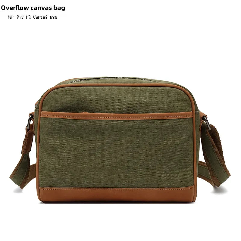 Casual Women's Shoulder Bag Waterproof Canvas Crossbody Bag with Top Leather Solid Color Storage Bag Overflow Factory Supply