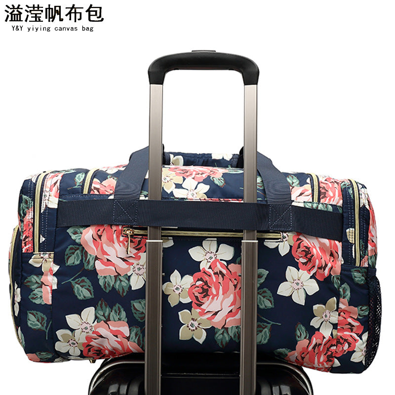 Waterproof Nylon Travel Bag Printed Single Shoulder Duffel Bag Large Capacity Canvas Storage Portable Travel Bag