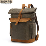 Outdoor Backpack Crazy Horse Leather Casual Travel Bag Men's Backpack Oil Wax Portable Canvas Computer Bag